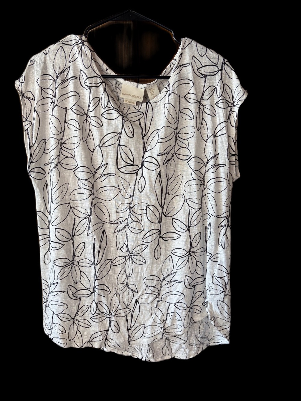 Cynthia Rowley White Floral-Leaf Cap Sleeve Top